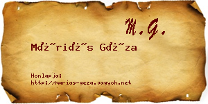 Máriás Géza névjegykártya