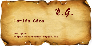 Máriás Géza névjegykártya