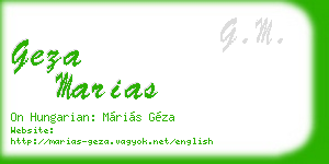 geza marias business card